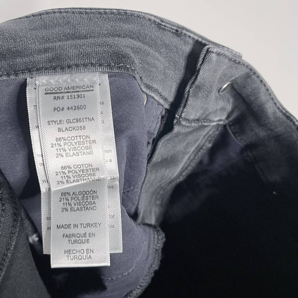 Good American 6 / 28 Washed Black Good Legs Crop Skinny Jeans Cotton Stretch - Picture 8 of 9